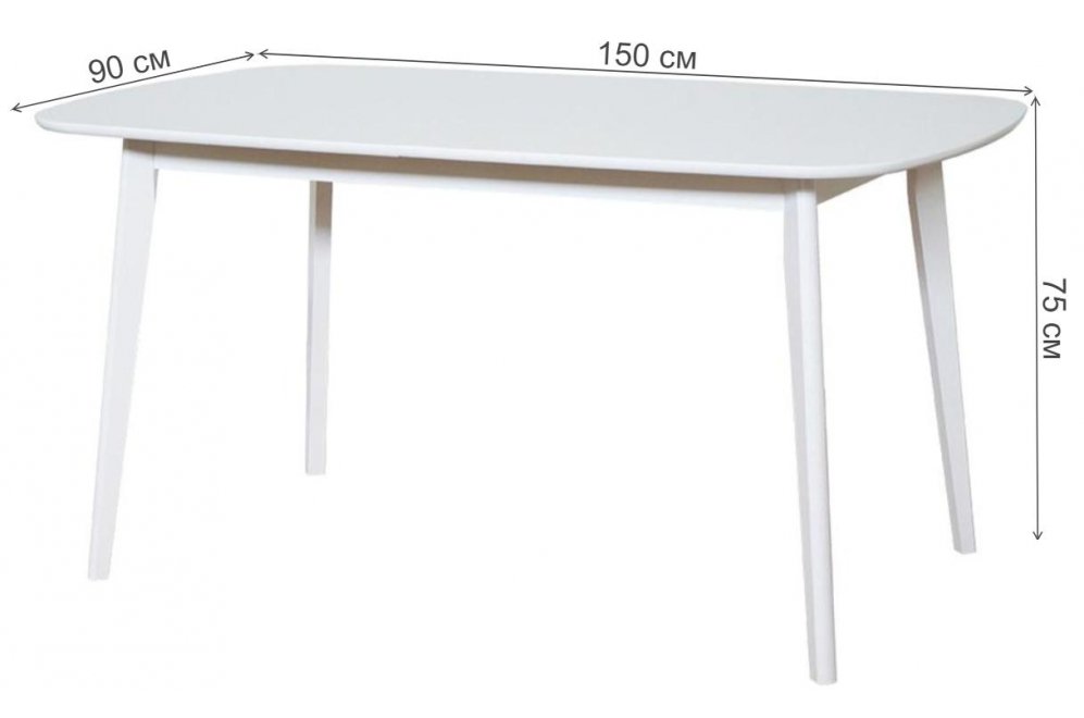 Деревянный стол Скандинавия белая эмаль