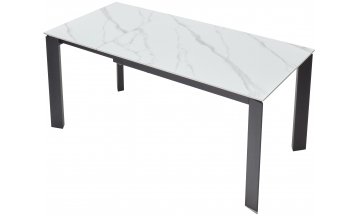 Керамический стол Сorner 120 sintered stone matt white marble / black