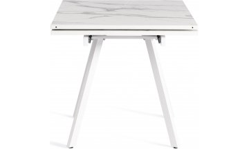 Стол деревянный обеденный Vigo 120x80x30х30х75 мрамор светлый / белый