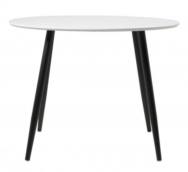 Стеклянный стол Анселм белый / черные ноги