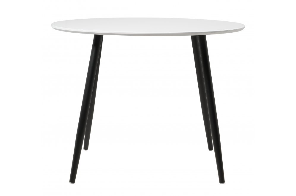 Стеклянный стол Анселм белый / черные ноги