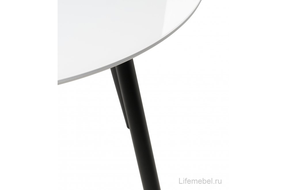 Стеклянный стол Анселм белый / черные ноги