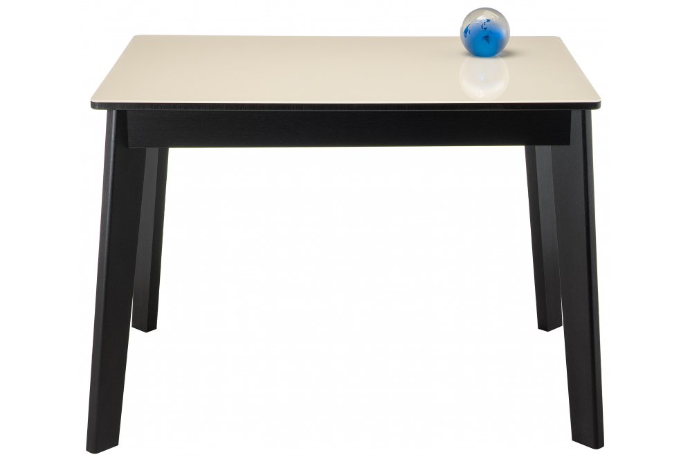 Стеклянный стол Арья сливочно-кремовый / венге