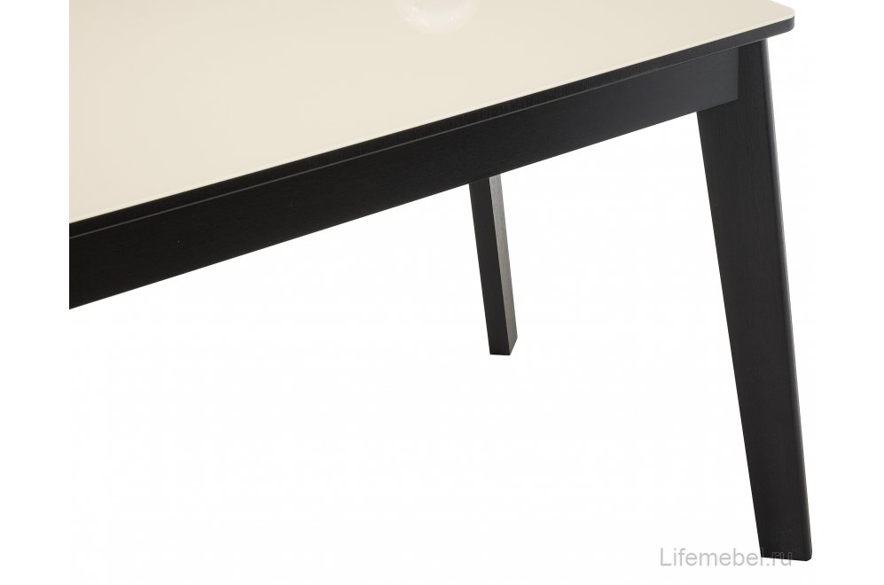 Стеклянный стол Арья сливочно-кремовый / венге