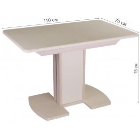 Стол Альфа ПР КМ молочный дуб / камень 06 / ножка 05 молочный дуб / крем
