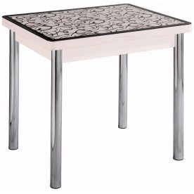 Стол Чинзано М-2 ст2 молочный дуб / кремовый с узором венге / ножка 02