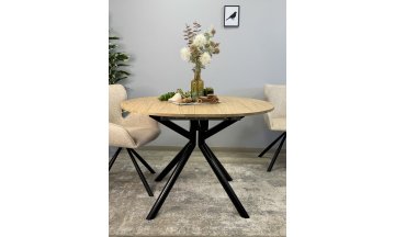 Стол деревянный обеденный DO1100 черный / дуб натуральный