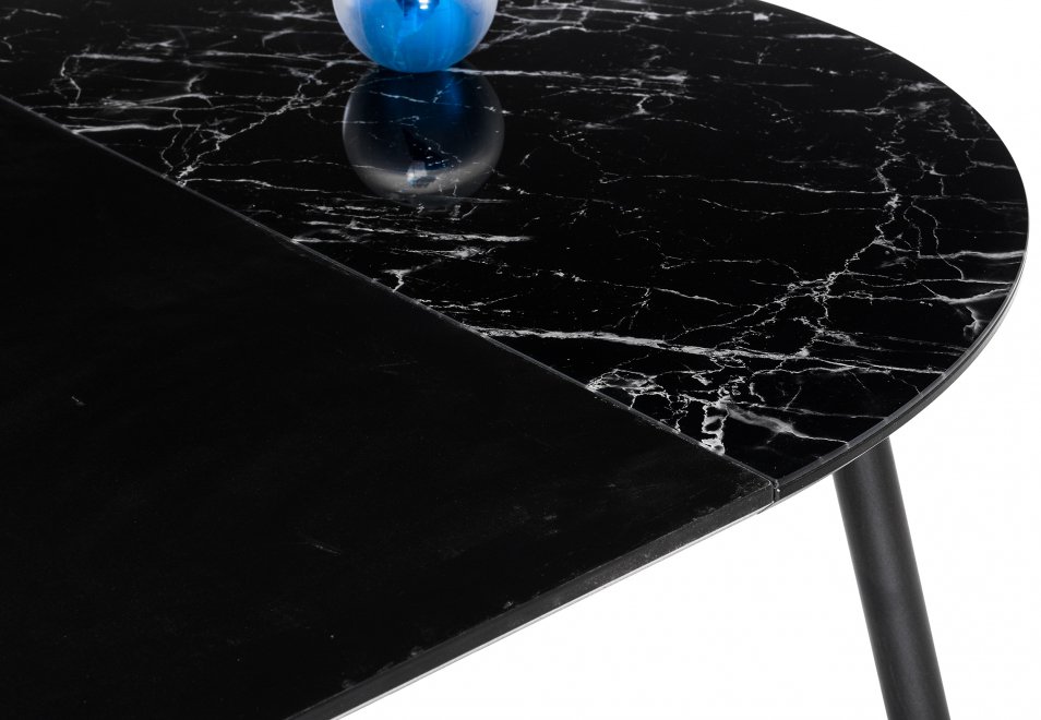 Стеклянный стол Кловис черный мрамор / черный