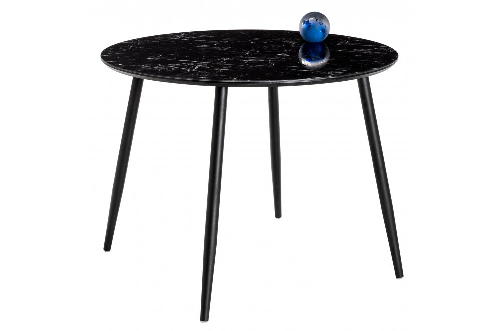 Стеклянный стол Кловис черный мрамор / черный