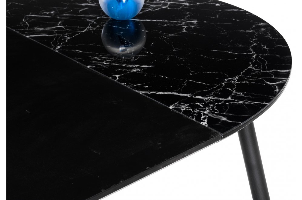 Стеклянный стол Кловис черный мрамор / черный