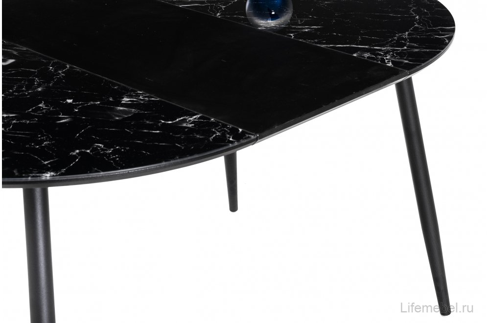 Стеклянный стол Кловис черный мрамор / черный