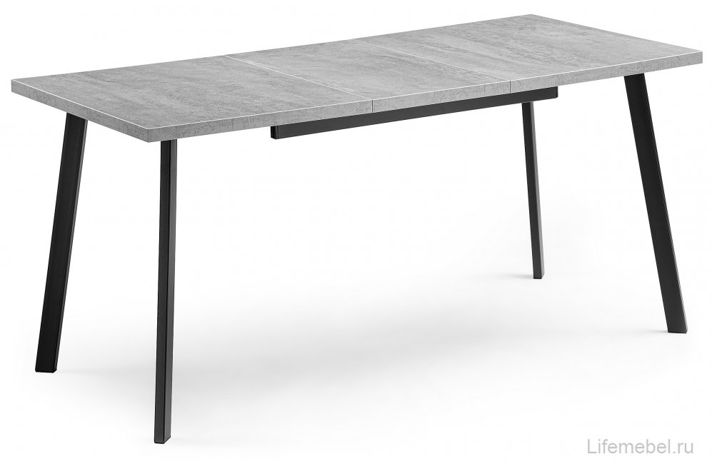 Стол раскладной Колон Лофт 120 32 мм бетон / черный матовый