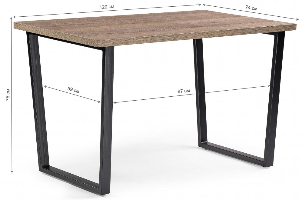 Стол Лота Лофт 120 32 мм дуб галифакс табако / черный матовый