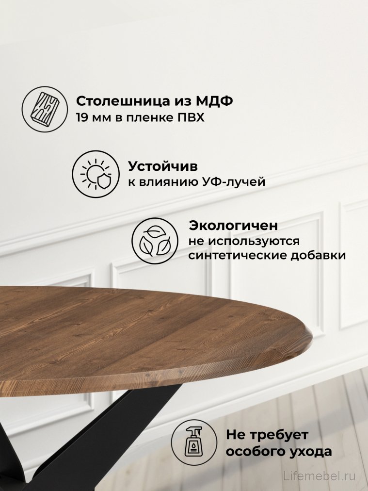 Деревянный стол Рикла 100х76 орех кантри / черный