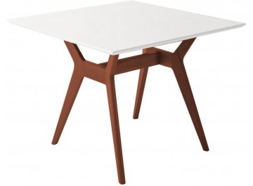 Стол из массива дерева Нарвик 860х860 мрамор графит / темный орех белый / темный орех