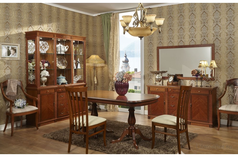 Стол обеденный Axmoble 950 овальный мукали шпон / вишня шпон