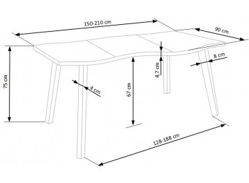 Обеденный стол Dickson 150-210/90/75 дуб / черный