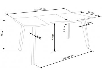 Обеденный стол Дерил 2 150-210/90/75 дуб натуральный / черный
