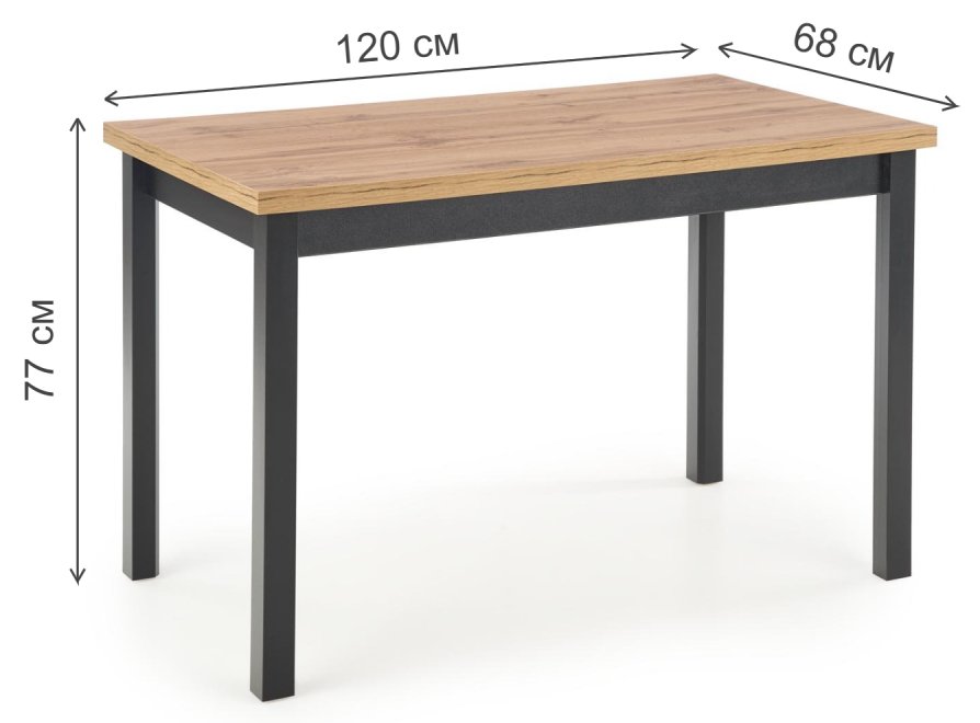 Деревянный стол Cobalt 120/68/77 дуб вотан / черный