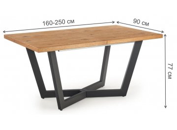 Обеденный стол Massive 160-250/90/77 дуб светлый / черный