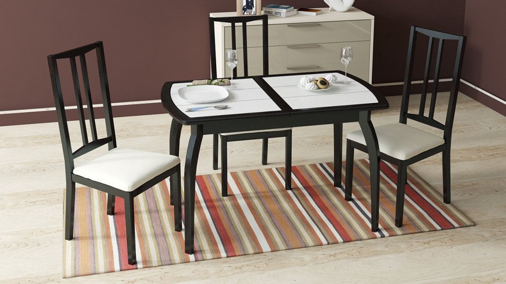 Стол обеденный Стамбул ПО СМ-220.02.15 на деревянных ножках венге / орхидея белая