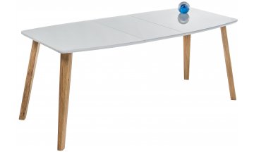 Стеклянный стол Серсея белый / дуб монтана