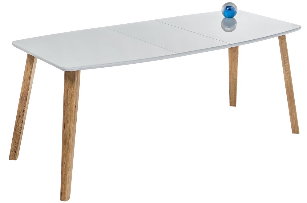 Стеклянный стол Серсея белый / дуб монтана