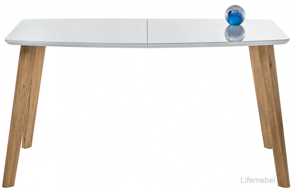 Стеклянный стол Серсея белый / дуб монтана
