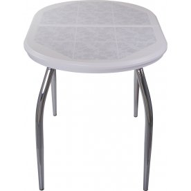 Стол Шарди О белый / плитка 05 / ножка 01 хром