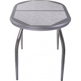 Стол Шарди О серый / плитка 05 / ножка 01 хром