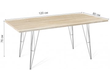 Обеденный стол SHT-TU10 / 120 / 80 МДФ хром лак / дуб сонома светлый