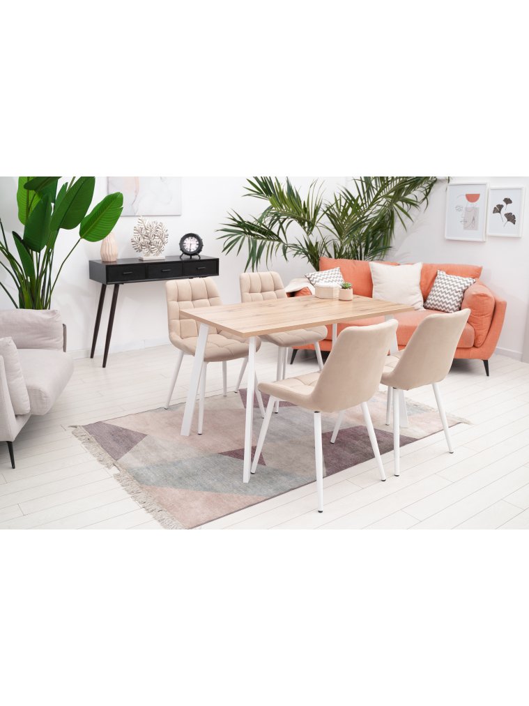 Стол Тринити Лофт 120 25 мм белый матовый / дуб делано светлый