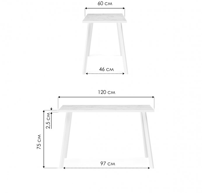 Стол Тринити Лофт 120 25 мм гикори / черный матовый