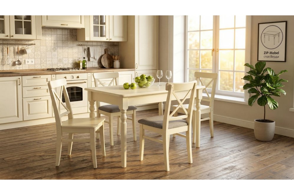 Деревянный стол Верди 120 слоновая кость