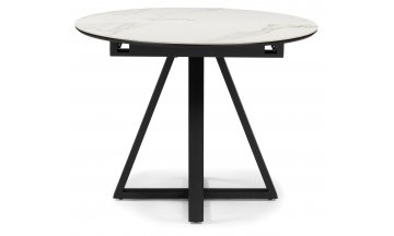 Керамический стол Нельсон 100(140)х100х76 alpine white / черный