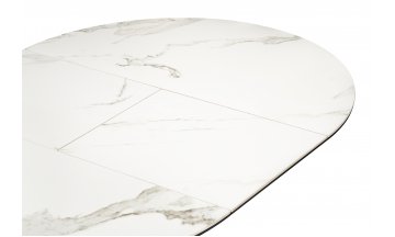 Керамический стол Нельсон 100(140)х100х76 alpine white / черный