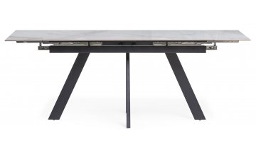 Керамический стол Невис 140(200)х80х76 creto statuario cara polished / черный