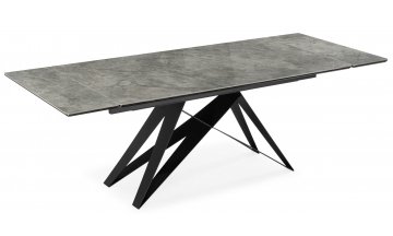 Керамический стол Блэкберн 160(220)х89 серый мрамор larka grey / черный