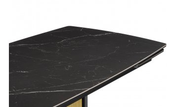 Керамический стол Бовер 180(220)x90 черный мрамор / черный / дуб натуральный