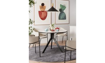 Керамический стол Фуши белое стекло глянец / черный