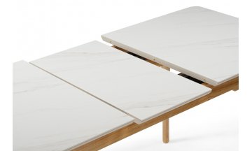 Керамический стол Halmar 140(180)x80 белый спеченный камень / светлое дерево