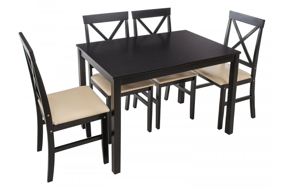 Обеденная группа Chili (стол и 4 стула) cappuccino / cream