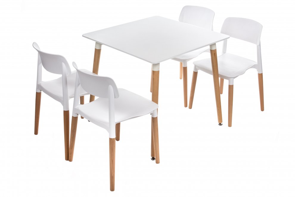 Обеденная группа "PT-M88 и 4 стула PC-090" белая