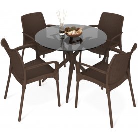 Обеденная группа Sheffilton SHT-DS239 песчаная буря / бетон чикаго светло-серый / черный муар