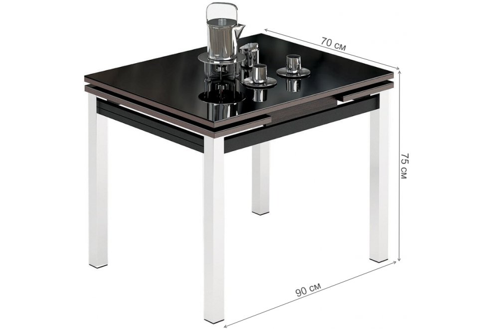 Обеденная группа стул 1308 и стол Париж 1Р стекло черное