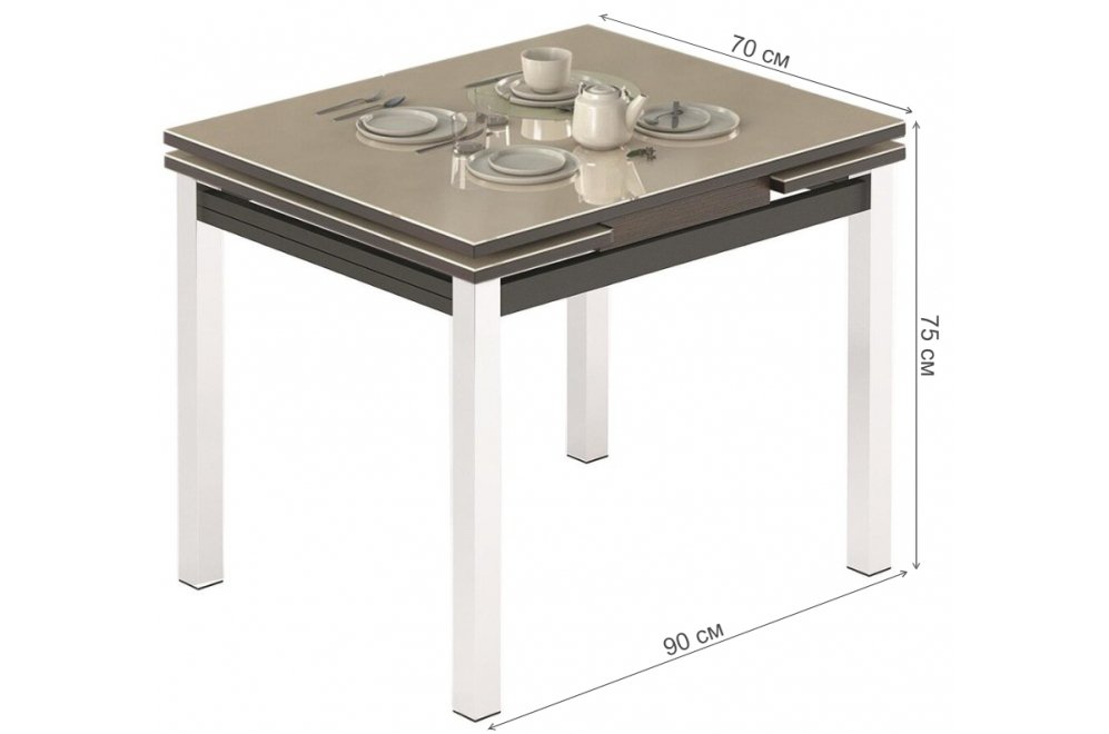 Обеденная группа стул 1308 и стол Париж 1Р стекло крем