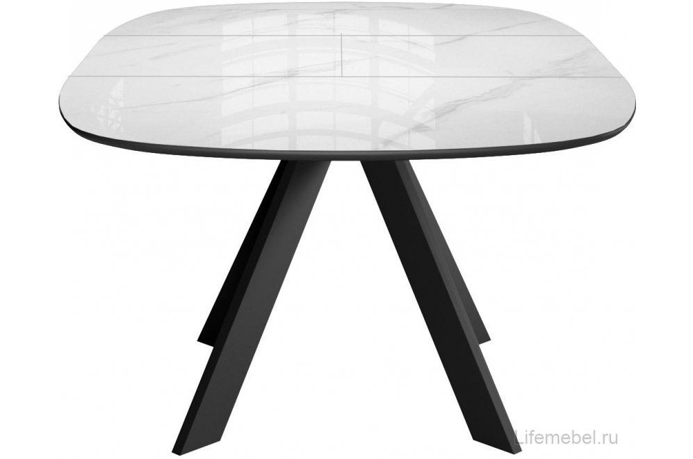 Керамический стол BK100 раскладной carrara gloss белый / черный