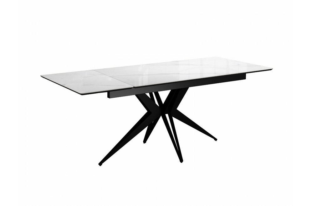 Керамический стол DKS140 раскладной carrara gloss белый / черный