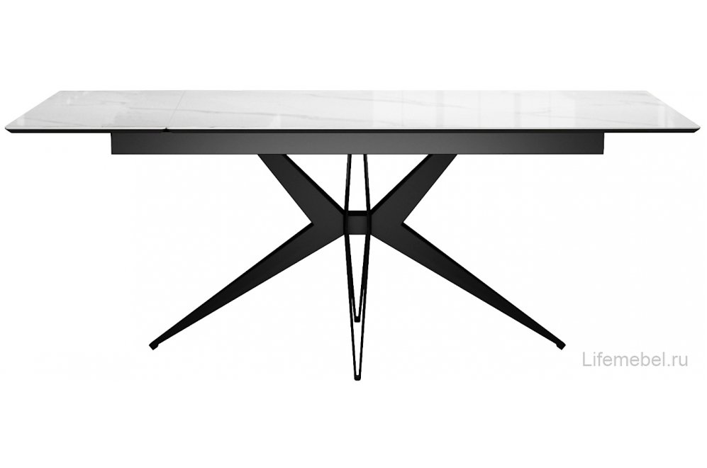 Керамический стол DKS140 раскладной carrara gloss белый / черный
