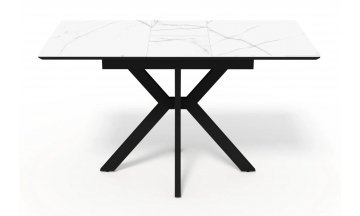 Керамический стол Гардинг 100(130)x70 белый мрамор / черный